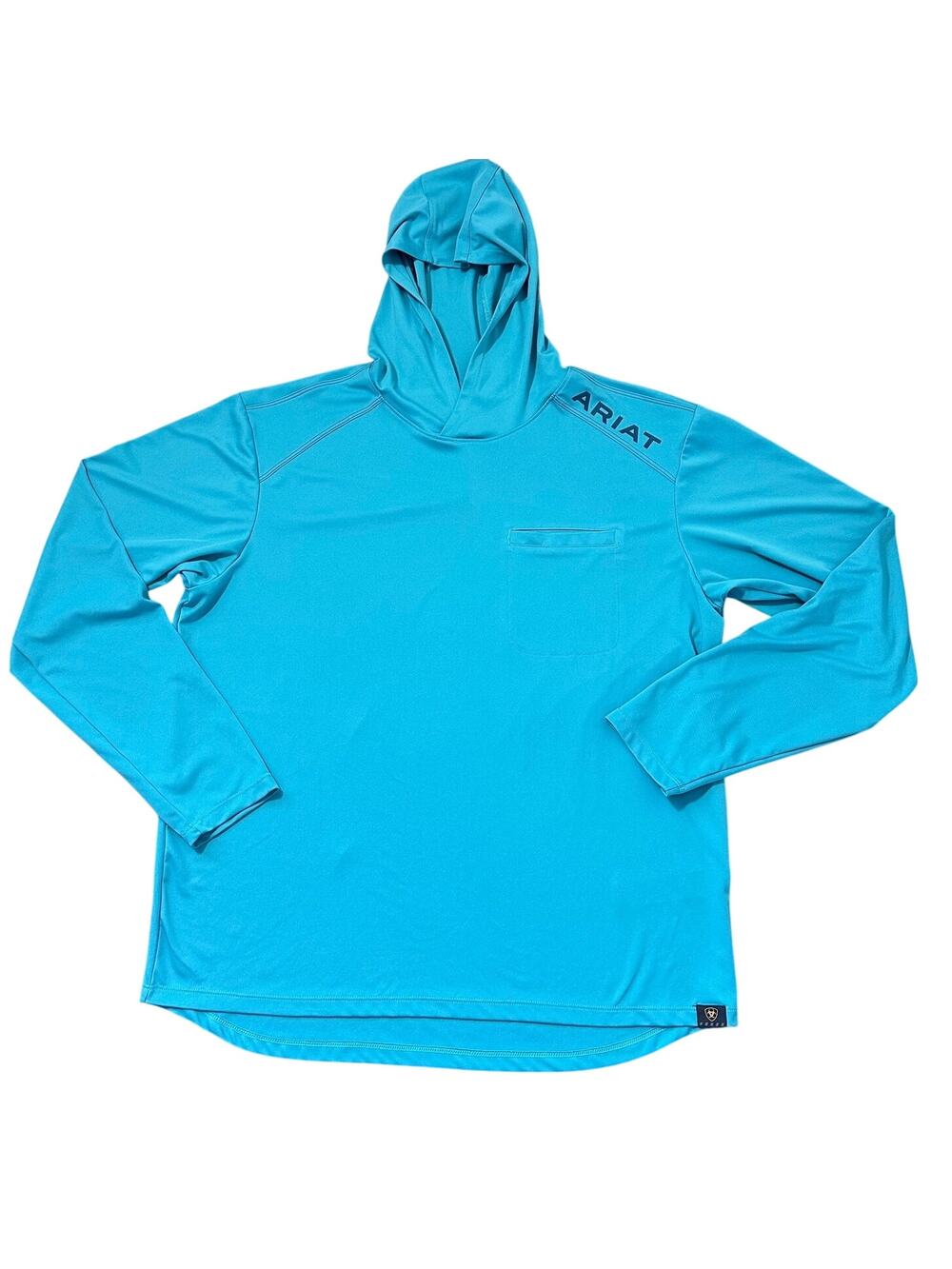 Ariat Rebar Men's Sunblocker Hooded T-Shirt - Size Large - Blue - UPF 50+